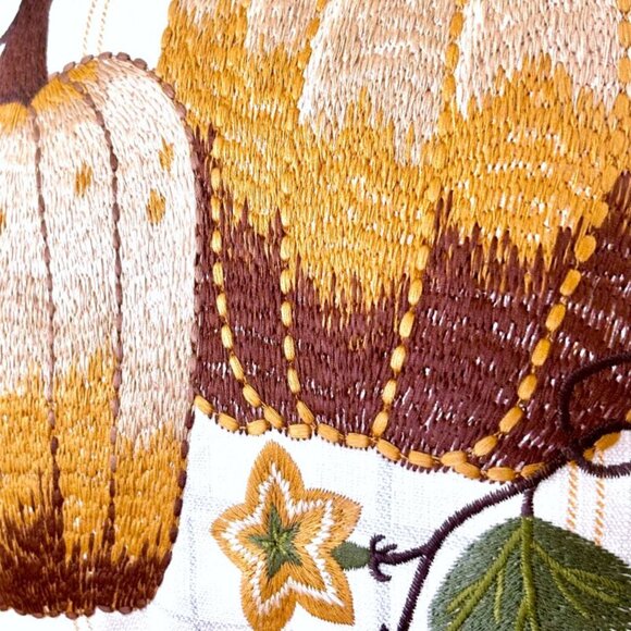 18x18 Fall Autumn Gradient Pumpkins on the Vine Embroidered Pillow Cover New - Picture 4 of 5